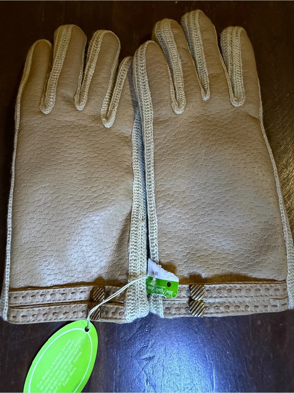 NWT Vintage Van Raalte Tan DeerSkin Leather & Knit  Driving Gloves